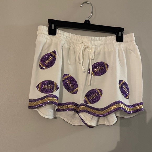 Mary Square White and Purple and gold Football Print Lounge Set - Picture 4 of 6